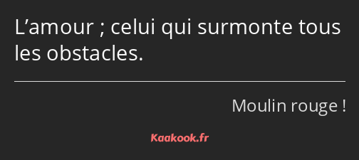 L’amour ; celui qui surmonte tous les obstacles.