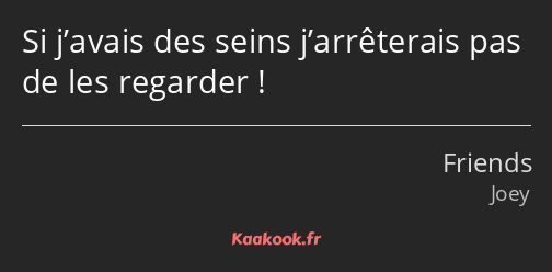 Si j’avais des seins j’arrêterais pas de les regarder !