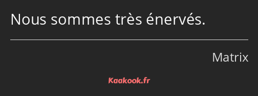 Nous sommes très énervés.