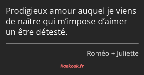 Prodigieux amour auquel je viens de naître qui m’impose d’aimer un être détesté.