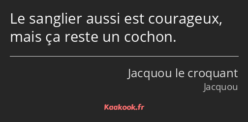 Le sanglier aussi est courageux, mais ça reste un cochon.