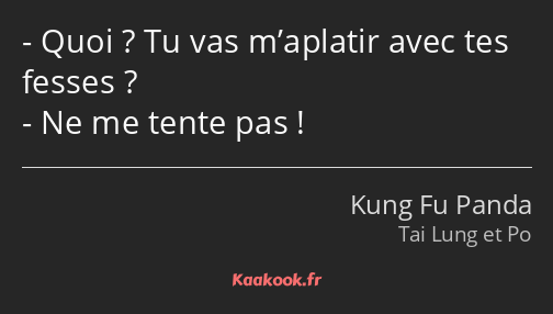 Quoi ? Tu vas m’aplatir avec tes fesses ? Ne me tente pas !