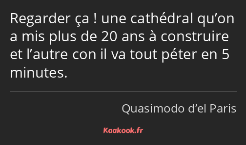 Regarder ça ! une cathédral qu’on a mis plus de 20 ans à construire et l’autre con il va tout péter…