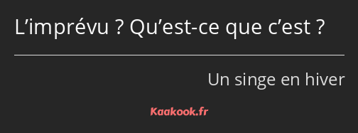 L’imprévu ? Qu’est-ce que c’est ?