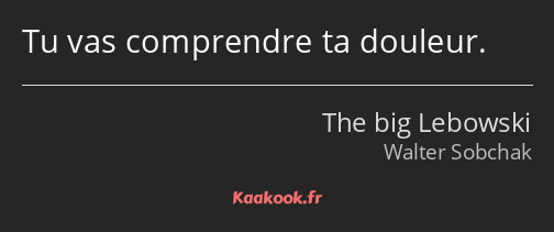 Tu vas comprendre ta douleur.