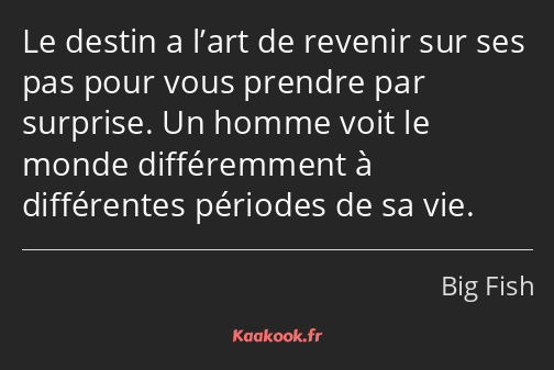 Le destin a l’art de revenir sur ses pas pour vous prendre par surprise. Un homme voit le monde…