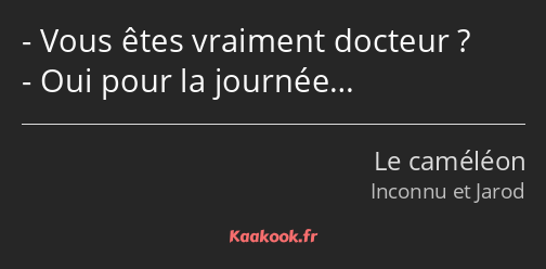 Vous êtes vraiment docteur ? Oui pour la journée…