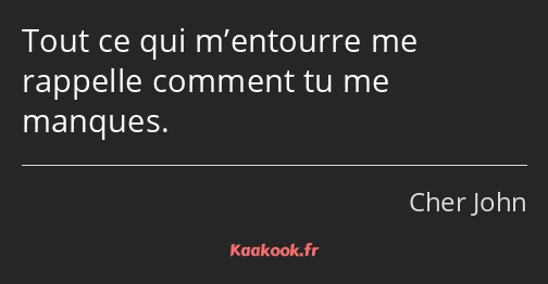 Tout ce qui m’entourre me rappelle comment tu me manques.