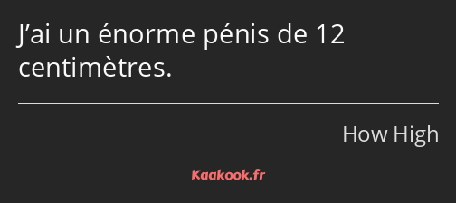 J’ai un énorme pénis de 12 centimètres.