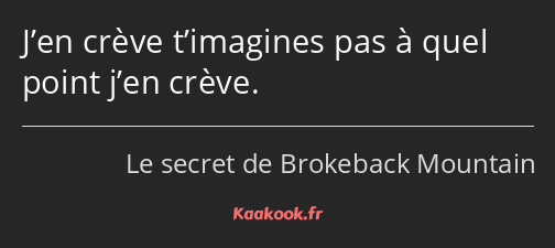 J’en crève t’imagines pas à quel point j’en crève.