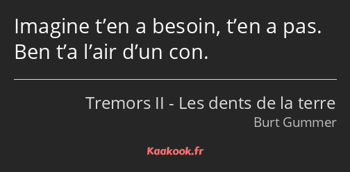 Imagine t’en a besoin, t’en a pas. Ben t’a l’air d’un con.