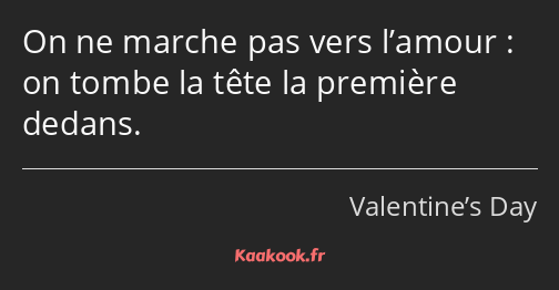 On ne marche pas vers l’amour : on tombe la tête la première dedans.