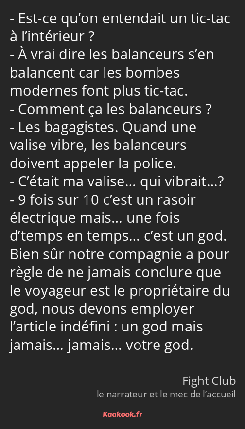 Est-ce qu’on entendait un tic-tac à l’intérieur ? À vrai dire les balanceurs s’en balancent car les…