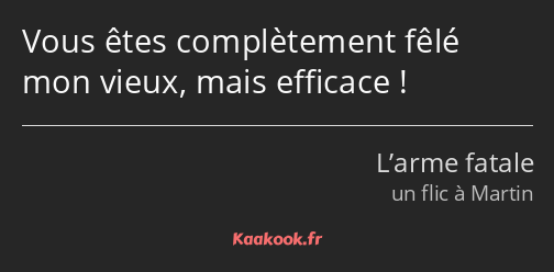 Vous êtes complètement fêlé mon vieux, mais efficace !