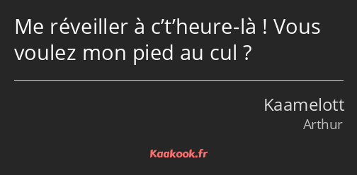 Me réveiller à c’t’heure-là ! Vous voulez mon pied au cul ?