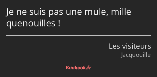 Je ne suis pas une mule, mille quenouilles !