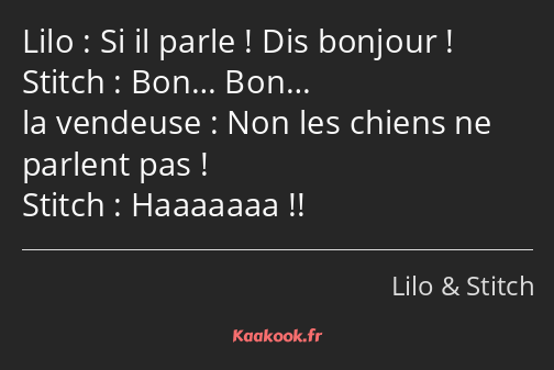 Si il parle ! Dis bonjour ! Bon… Bon… Non les chiens ne parlent pas ! Haaaaaaa !!