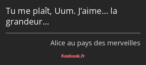 Tu me plaît, Uum. J’aime… la grandeur…