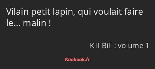 Vilain petit lapin, qui voulait faire le… malin !