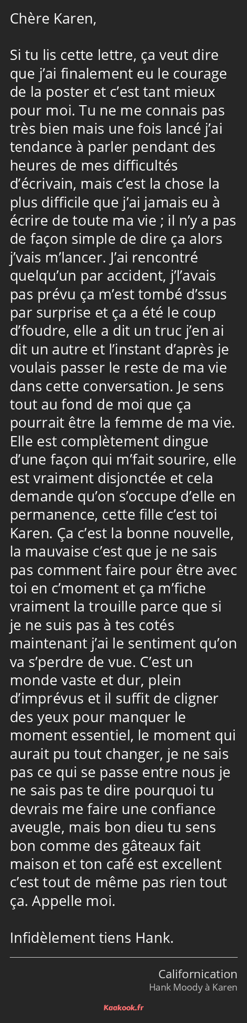 Citation Chere Karen Si Tu Lis Cette Lettre Ca Veut Kaakook