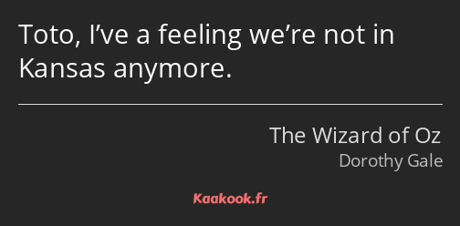 Toto Were Not In Kansas Anymore Citation Toto I Ve A Feeling We Re Not In Kansas Kaakook