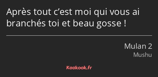 Après tout c’est moi qui vous ai branchés toi et beau gosse !