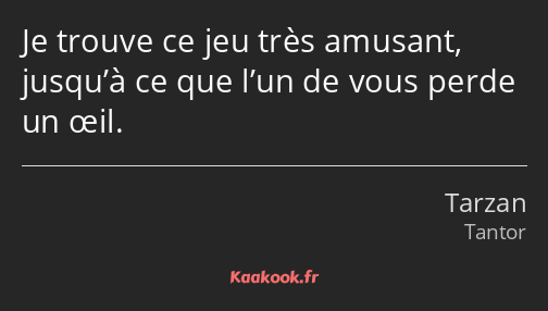 Je trouve ce jeu très amusant, jusqu’à ce que l’un de vous perde un œil.