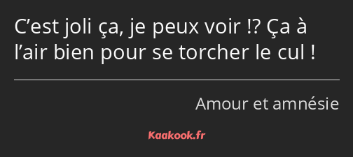 C’est joli ça, je peux voir !? Ça à l’air bien pour se torcher le cul !