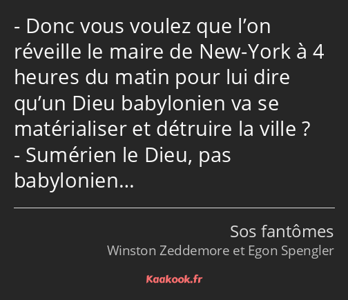 Donc vous voulez que l’on réveille le maire de New-York à 4 heures du matin pour lui dire qu’un…