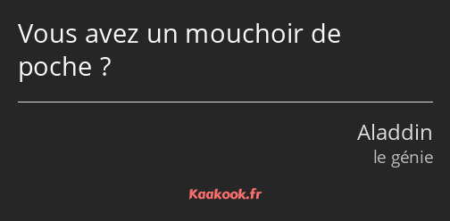 Vous avez un mouchoir de poche ?