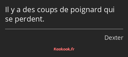 Il y a des coups de poignard qui se perdent.