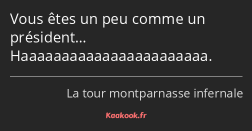 Vous êtes un peu comme un président… Haaaaaaaaaaaaaaaaaaaaaaa.