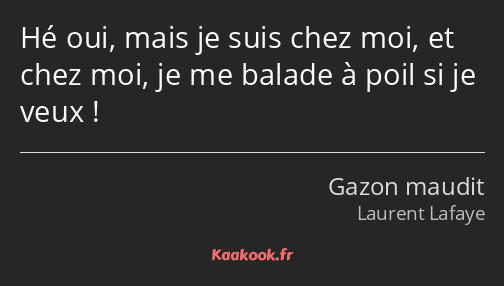 Hé oui, mais je suis chez moi, et chez moi, je me balade à poil si je veux !