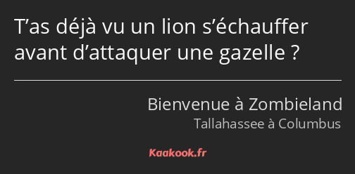 T’as déjà vu un lion s’échauffer avant d’attaquer une gazelle ?