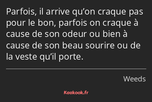 Parfois, il arrive qu’on craque pas pour le bon, parfois on craque à cause de son odeur ou bien à…