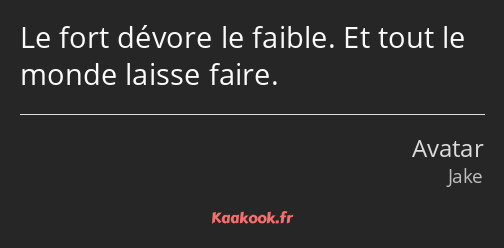 Le fort dévore le faible. Et tout le monde laisse faire.